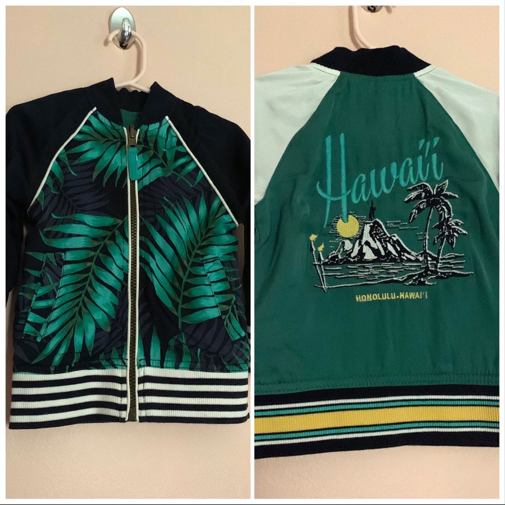 Reversible palm leaf Hawaii lightweight jacket